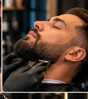 Beard being trimmed and shaped along the jawline